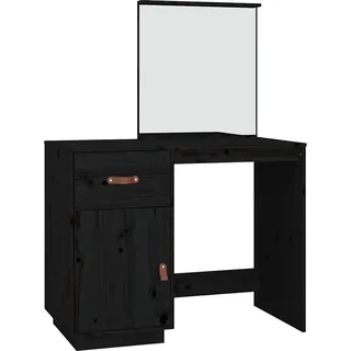 vidaXL Schminktisch Schwarz 95x50x134 cm Massivholz Kiefer - Schwarz