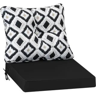 PRIMEPATIO Stuhlkissen Outdoor, wasserdichte Schaumstoff Sitzkissen, Lounge Sitzpolster Balkon und Gartenmöbel-Kissen, Loungekissen Gartenpolster Auflagen für Rattanmöbel, Schwarz Diamant
