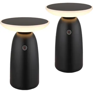 Tischlampe kabellos Akku 2er Set Solar Tischleuchte Außen Solarleuchte Schwarz - Schwarz