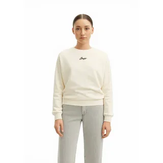 Sweatshirt BOSS ORANGE "Esweaty Premium Damenmode", Damen, Gr. XL (42), weiß (open weiß 118), Sweatware, Obermaterial: 100% Baumwolle, unifarben, hüftlang, Rundhals, Rippbündchen, Sweatshirts Sweatshirt, im Oversized Look