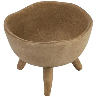 Creative Co-op Boho Pflanzgefäß mit Fuß und Bio-Rand, Terracotta, matt Taupe
