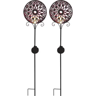 Gartenleuchte LUXFORM "Solar-Erdspieß-Gartenlampe - Mandala - 2 Stück", braun (bronze), 2 Stk., Leuchten, Gartenleuchte, Dekoratives Gartenornament