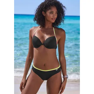 Push-Up-Bikini-Top BUFFALO "Pop", Damen, Gr. 40, Cup C, schwarz, Obermaterial: 83% Polyamid, 17% Elasthan. Wattierung: 100% Polyester, kontrastfarbene Details, unifarben, Bikini-Oberteile Push-Up-Bikini-Top, Mit kontrastfarbigen Trägern