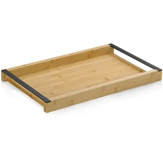 kela Bambus Serviertablett, 54 x 34,5 x 4,5 cm, Kiril, mit Metallgriffe | Rutschfeste Oberfläche, extra große Tragefläche, Erhöhter Rand, Holztablett rechteckig