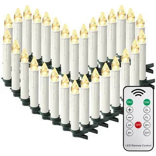 HENGMEI 30er LED Kerzen Weihnachtskerzen kabellos mit Fernbedienung Christbaumkerzen Christbaumbeleuchtung Warmweiß Flammenlose Weihnachtsbeleuchtung für Weihnachtsbaum, Hochzeit, Partys