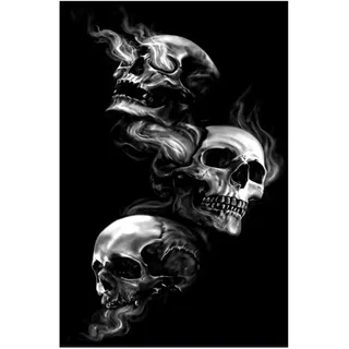 Mani Textile - Teppich Totenkopf schwarz Maße – 80 x 150 cm