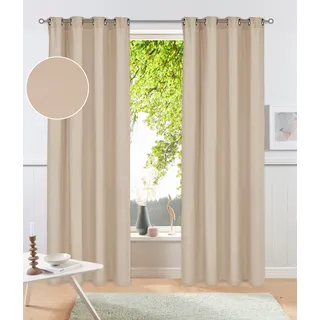 OTTO home Vorhang »Raja« Ösen, 2 Stk. tlg. Blickdichtes Material, Einfache Montage, Pflegeleicht, Ösen Aufhängung, beige