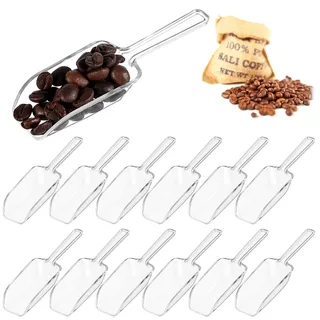 12 Stück Kunststoff Küchenschaufel,Transparenter Eisschaufel,Mehrzweck-Messlöffel,Kleiner Küchenschaufel,für Süßwaren,Desserts,Tee,Eiswürfel,Eiscreme und Tiernahrung