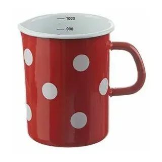 Münder Emaille: Meßbecher - rot mit weißen Tupfen 1 Liter Email-