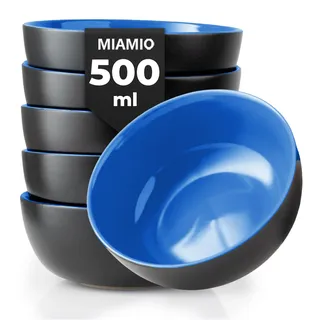 MIAMIO Le Papillon Kollektion – Steingut Geschirrserie – Spülmaschinen- und Mikrowellenfest – Müslischalen Set 6x 500 ml