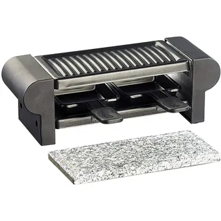 Rosenstein & Söhne Raclette Steinplatte: Raclette für 2 Personen, mit Grillaufsatz und heißem Stein, 350 Watt (Ofen, Grillplatte, BBQ)