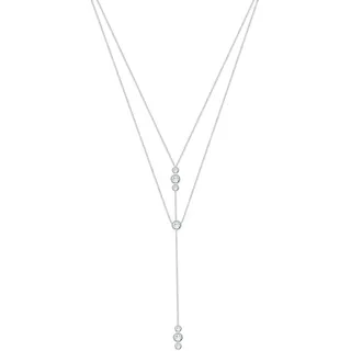 Elli Y-Kette Geo Layer mit Kristallen 925 Sterling Silber