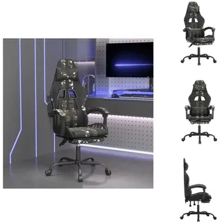 vidaXL Gamingstuhl mit Fußstütze Drehbar Schwarz Tarnfarben Kunstleder -  Gaming-Sessel - Grün