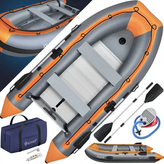 KESSER® Schlauchboot für 4 Personen, motorisierbar, aufblasbares Paddelboot - Orange