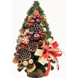 PINUS COMPANY | Weihnachtsbaum - 50 cm - Naturfarben - Handgemacht - Ethno-Stil - Weihnachtsdeko - Gold