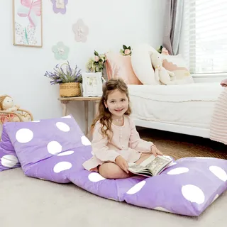 Butterfly Craze Bodenkissen Bett Lounger Abdeckung, gemütliche stilvolle für Kinder Erwachsene, Recliner Bodenkissen für ultimativen Komfort, Kleinkind Nap Matte, nur Abdeckung, lila Polka Dot, Queen