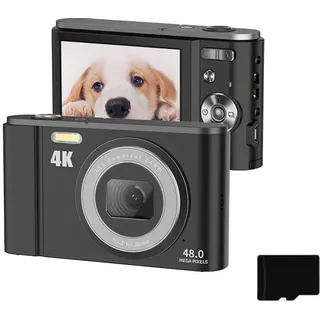 INF Digitalkamera 4K 48MP, 16-facher Zoom, 2.8 Zoll-Display, 32 GB Speicherkarte - Schwarz