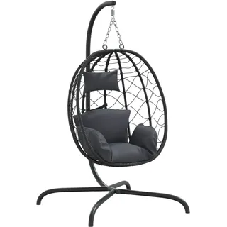 vidaXL Hängesessel mit Kissen Anthrazit Poly Rattan & Stahl - Grau