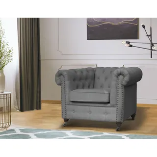 Home Affaire Chesterfield-Sessel Aarburg Polyester 98 x 77 x 87 cm Grau mit Rollen