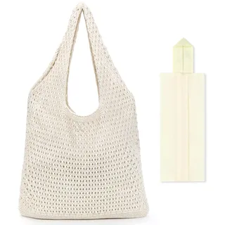 Sprinlot Strandtasche Damen Häkeltasche, Geflochtene Tasche Boho, Gehäkelte Tasche Sommertaschen, Strandtasche Gehäkelt, Strohtaschen Damen Sommer, Groß Umhängetasche für Urlaub Reisen Strand Sommer