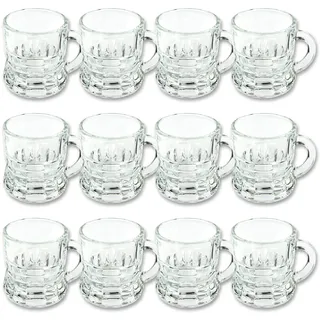 Schramm® 12 Stück Schnapsgläser mit Henkel aus Glas 3cl Shot Gläser Bar Stamper Kurze Stamperle 12er Pack