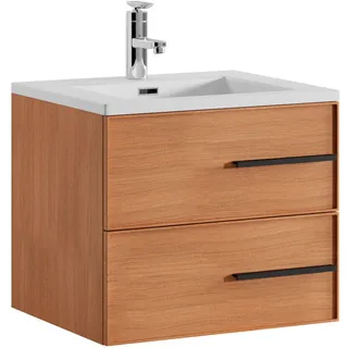 Badezimmer Badmöbel Set Bologna 60 cm – Holz – Badezimmermöbel mit Waschbecken
