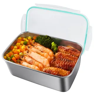 OITUGG Brotdose Edelstahl - 2500ml Lunchbox Edelstahl - Brotdose Metall für Erwachsene, Design Schnappverschlüssen, Nicht Spülmaschinengeeignet