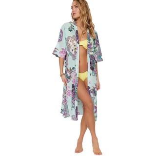 Trendyol Damen Kimono & Kaftan – Mehrfarbig – Regular, Sehr bunt, 62