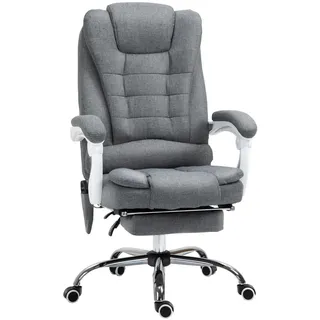 Vinsetto Bürostuhl mit Massagefunktion, Ergonomischer Schreibtischstuhl mit Liegefunktion , Grau , Textil , Füllung: Schaumstoff,Schaumstoff , 70x119x65 cm , Büromöbel, Bürostühle, Chefsessel