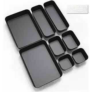 Schubladen Organizer Box 8Stk Ordnungssystem Küche Badezimmer Kosmetik Gewürz Aufbewahrung Organisation Drawer Kunststoff Ordnungsboxen Büro Schreibtisch Trenner mit Silikonmatten