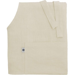 Linen & Cotton Luxus Schürze, Küchenschürze, Kochschürze, Grillschürze Ella, 100% Leinen - 70 x 84cm (Beige)