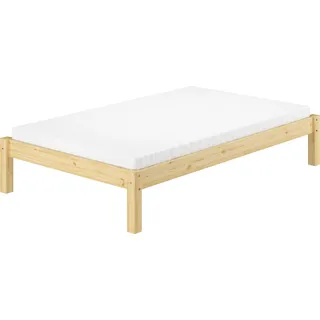 Bettgestell Kiefer natur Einzelbett 120x200 Massivholzbettgestell Zubehör wählbar V-60.35-12Rollrost und Matratze inkl. - Naturbelassen