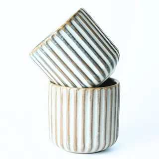 Erkundpresso.Kaffeebecher 2er Set 180ml Ohne Henkel Premium Barista Kaffeetasse aus Hochwertigem Steingut Dickwandiger Kaffeebecher - Entworfen für Latte Art - 100% Handfertigung (Fischbauch weiß)