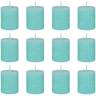 Butlers Stumpenkerze (12er-Set) Rustic Ø6,8 x 13 cm , Türkis , Paraffin , 7x8x7 cm , Dekoration, Kerzen & Kerzenhalter