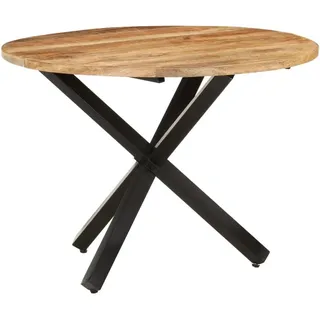 Esstisch Rund 100x100x75 cm Raues Mangoholz - Braun