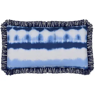 Sleepdown Kissen mit Fransen, gefüllt, weich, dekorativ, Baumwolle, für Zuhause, Sofa, Schlafzimmer und Auto, 30 x 50 cm, Blau