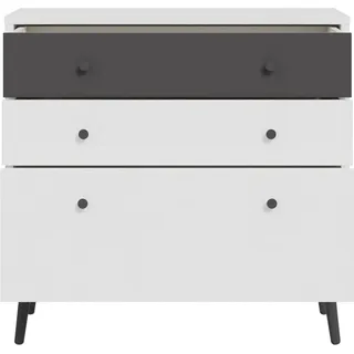 Kommode FORTE "Harllson EasyKlix by Forte, spart Zeit und Nerven", weiß (weiß, uni wolfram grau), B:89,8cm H:86,5cm T:41,5cm, FSC-zertifizierter Holzwerkstoff, Sideboards, Kommode, Aufbau schnell und genial