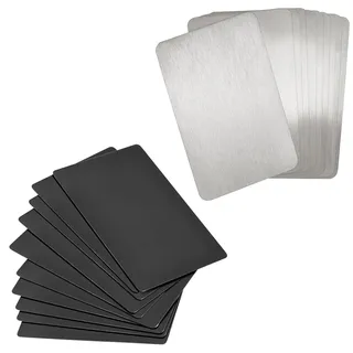 PMELCXD Metall Visitenkarte, 20 Leere Blanko Nichtmetallische Visitenkarten - Robuste Edelstahl Platten für Kreditkarten, EC-Karten und Nichtmetallische Platten mit Aufkleber - Ziehröhrchen Enthalten