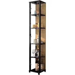 fif Möbel Vitrine OPTIMA 31,5 x 32 x 172 cm Schwarz
