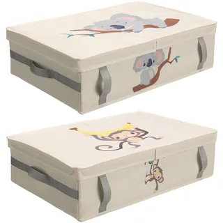 Navaris 2er Set Unterbett Aufbewahrungsbox - 58 x 38 x 15 cm - 2er Pack Unterbettkommode - 2x Bettkasten Aufbewahrung - Unterbettbox Set - Aufbewahrungsbox für Kleidung Spielzeug