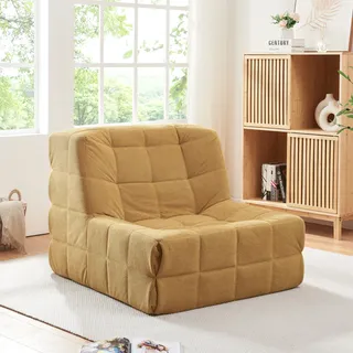 Bodensessel 'Koskyvn' gepolstert Bodenstuhl mit Rückenlehne 75 x 90 x 100 cm Textil Gelb - Gelb