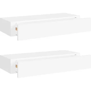 SYFAXTM Wandregale mit Schubladen 2 Stk. Weiß 60x23,5x10 cm MDF - Weiß