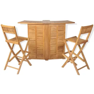 vidaXL 3-tlg. Bistro-Set mit Klappstühlen Massivholz Teak - Braun