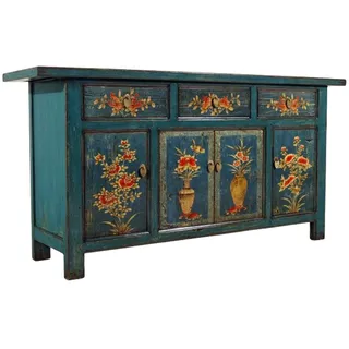 opium outlet Möbel Kommode Schrank Sideboard blau asiatisch chinesisch orientalisch