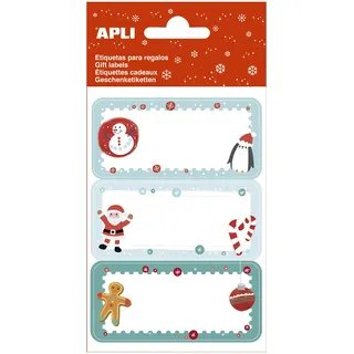 APLI 19021 - Weihnachts-Etiketten zum Dekorieren von Geschenken - Lebkuchen, 3 Bögen 9 Stück