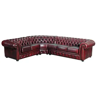 Chesterfield Ecksofa Croton Ledersofa Sofa Couch Polster Garnitur Wohnlandschaft - Braun