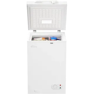 Tronitechnik® Gefriertruhe Kühltruhe BORGAR PRO mit 2in1 Gefrier- und Kühlfunktion | 110 Liter, 169kwh/Jahr, 85cm hoch, geringe Lautstärke | LED-Licht | Rollen | Kindersicherung durch Schloss | Weiß