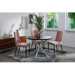 WFL GROUP Runder Ausziehtisch Ø 120 cm schwarz