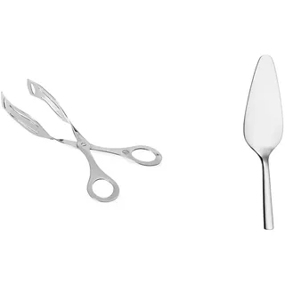 HENDI Gebäckzange, Muschelförmig, Geschirrspülmaschinengeeignet, Servierzange, Tortenzange, Küchenzange, 220mm & WMF Nuova Kuchenheber Tortenheber Edelstahl 23 cm, Cromargan Edelstahl poliert