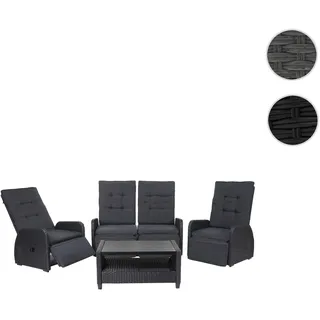Garnitur HWC-J35, Lounge-Set Sitzgruppe Sofa, Spun Poly halbrundes Poly-Rattan ~ anthrazit, Kissen a